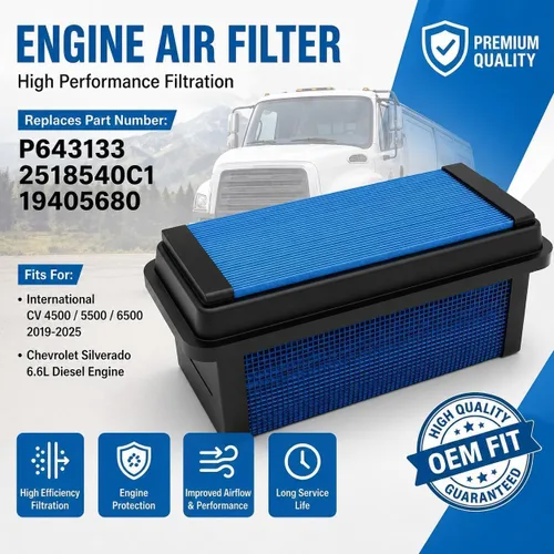 Miniatura 4 de P643133 Filtro de aire compatible con el motor diesel Chevrolet Silverado 6.6L International CV 4500/5500/6500 2019-2025 Chevrolet Silverado 6.6L