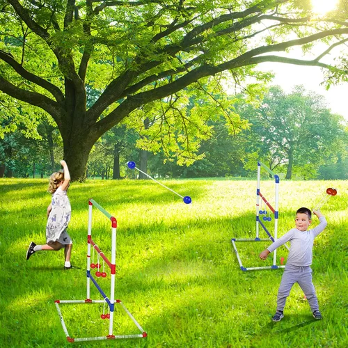 Miniatura 3 de WIn SPORTS Juego de lanzamiento de escalera para exteriores, juego de lanzamiento de pelota para interiores con 6 bolos pesados, funda de transporte