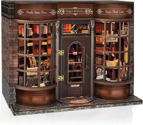 Miniatura 9 de Monet's Studio - Kit de rincón de libro con luz LED y cubierta antipolvo, kit de casa en miniatura para bricolaje, rompecabezas de madera 3D, kit