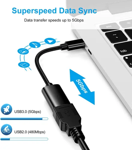 Miniatura 2 de Adaptador USB C a USB 3.0 [3 unidades], USB C macho a USB hembra OTG cable Thunderbolt3 a USB adaptador compatible con MacBook Pro/Air, iPhone 16