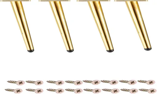 Miniatura 16 de Osring Patas de muebles de 16 pulgadas, patas redondas de metal cónico dorado para mesa, muebles inclinados para gabinete, accesorios para mesa