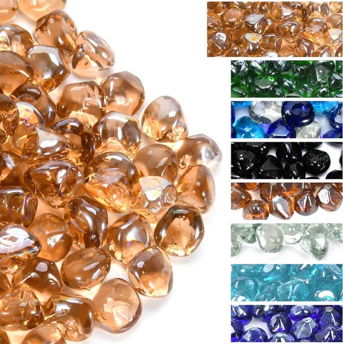 GasSaf Diamonds - Vidrio de fuego para fogón de gas o propano, chimenea y paisajismo, 10 libras, 1 pulgada (lustre rosa)