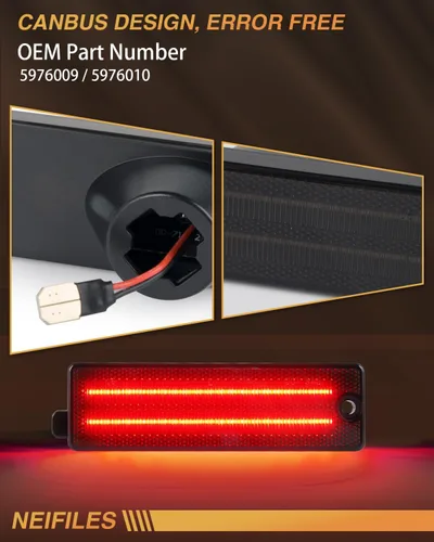 Miniatura 6 de Luz de Marcador Lateral Trasero LED Compatible con Chevy Camaro 1993-2002 Lente Ahumada Luz Roja Trasera Enchufe y Funciona, Impermeable