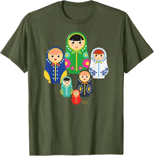 Miniatura 41 de Matryoshka Russian Nesting Dolls, Rusia - Camiseta de regalo, Azul / Patchwork, S