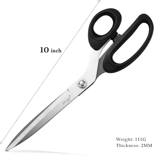 Miniatura 4 de Mr.do Tijeras de tela de 10 pulgadas, tijeras de costura multiusos, tijeras de tela afiladas y resistentes para cortar ropa, cuero, tijeras