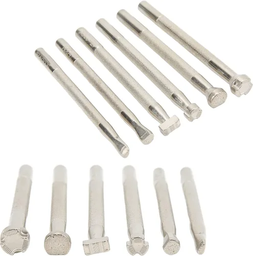 Miniatura 7 de 6 Pcs Leather Stamping Tools Set, Stainless Steel Leather Stamp Punch, Professional Leather Crafting Tools with Flat Bottom for Accurate Printing