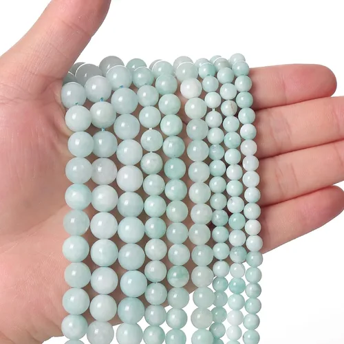 Miniatura 16 de 60 piezas de cuentas de piedra natural de 15⁄64 pulgadas (6 mm) con cuentas de apatita azul que es una piedra para sanación de la energía. Piedras