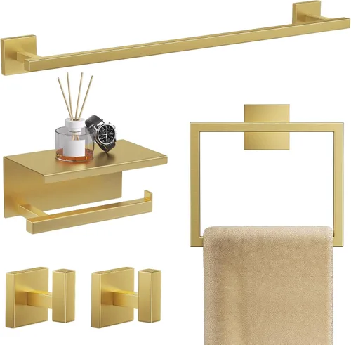 Miniatura 10 de TQKAG Juego de 5 piezas de accesorios de baño de níquel cepillado clásico montado en la pared de acero inoxidable SUS304 juego de accesorios de baño