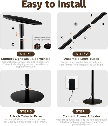 Miniatura 8 de Luz de crecimiento alto de espectro completo de 40 W, luz de planta de pie ajustable de 85 pulgadas para plantas de interior, regulable de 10