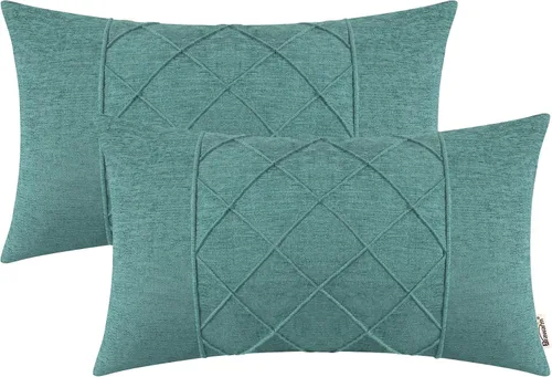 Miniatura 14 de BRAWARM Fundas de almohada 40x40 cm - Paquete de 2 fundas de almohada de chenilla negra, fundas de almohada de chenilla suave teñida sólida