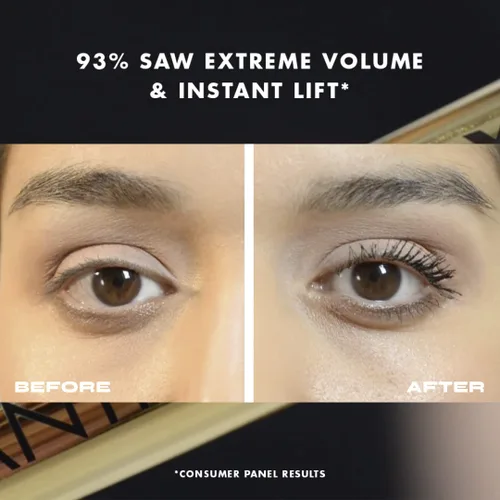 Milani Imprimación de sombra de ojos y máscara negra antigravedad altamente calificada Milani con aceite de ricino y cepillo moldeado en forma de