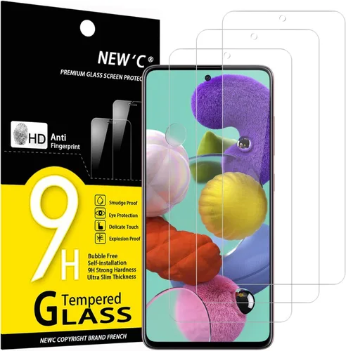 Miniatura 13 de NEW'C Paquete de 3 protectores de pantalla de vidrio templado diseñados para Samsung Galaxy A12, Galaxy A02s, resistente a los arañazos, sin