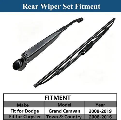 Miniatura 2 de Juego de brazo y escobilla de limpiaparabrisas trasero para Dodge Grand Caravan 2008-2019 / Chrysler Town & Country 2008-2016 Reemplazo de ventana