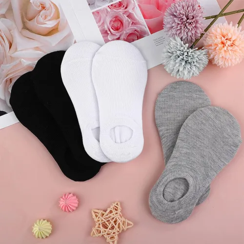 Miniatura 4 de Cooraby 15 pares de calcetines invisibles para niños, calcetines antideslizantes de corte bajo para niñas y niños, calcetines deportivos al tobillo