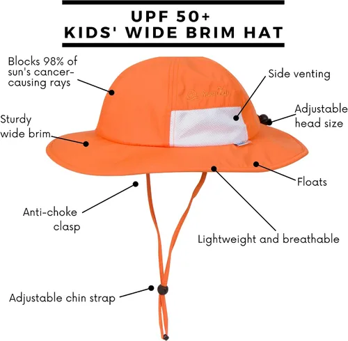 Miniatura 2 de SwimZip, sombrero unisex para niños, ala ancha, protección solar FPS 50, ajustable.
