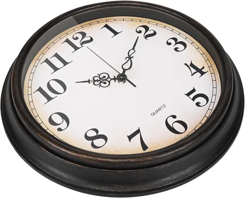 Miniatura 6 de Yoiolclc Reloj de pared grande de 16 pulgadas, silencioso, sin tictac, vintage, funciona con pilas, para sala de estar, oficina, escuela (bronce)