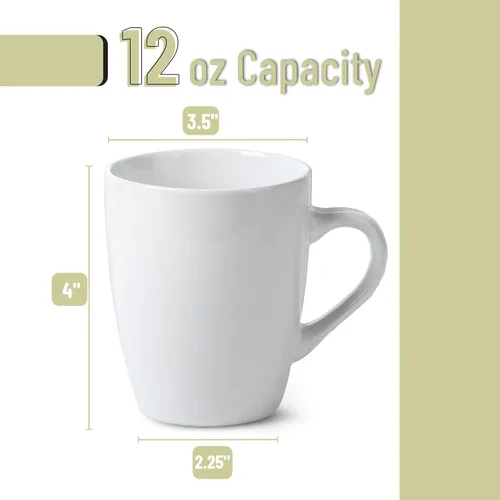 Miniatura 3 de BTAT - Juego de 12 tazas de café blancas, 12 onzas, juego de tazas de café