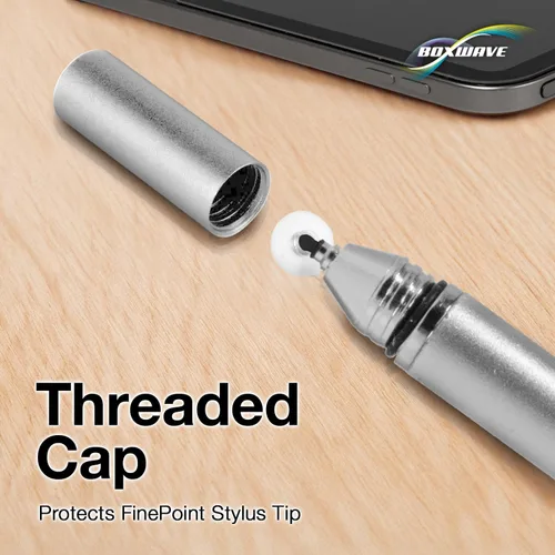 Miniatura 7 de BoxWave Stylus Pen compatible con ASUS Chromebook Flip C434 – FineTouch Capacitive Stylus, lápiz capacitivo súper preciso – plateado metálico