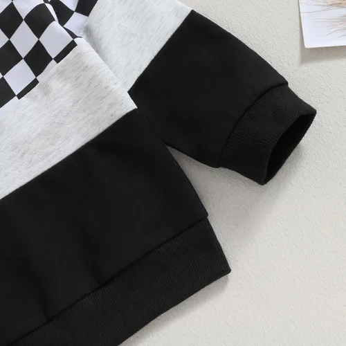 Miniatura 4 de Ropa para bebé recién nacido, con bloques de color, sudadera con capucha, conjuntos de ropa de otoño e invierno, 0-3T