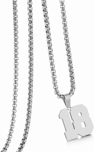 Miniatura 59 de Collar de Número Dorado para Hombre, Cadena de Acero Inoxidable con Colgante de Número para Atletas, Joyería Deportiva Personalizada para Niños