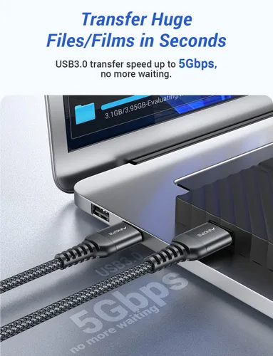 Miniatura 2 de AINOPE Cable USB a USB, cable USB 3.0 A a A macho a macho [nunca se rompe], cable tipo A de doble extremo compatible con cajas de disco duro, KVM
