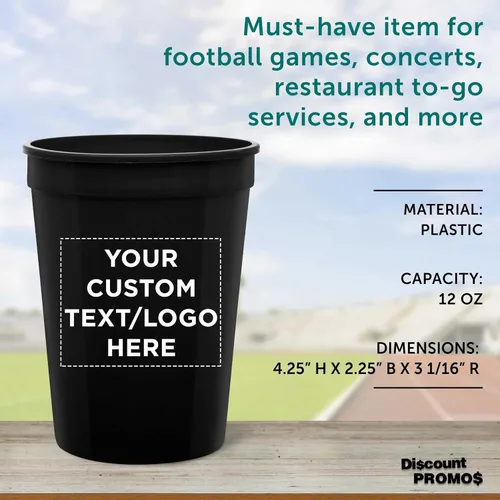 Miniatura 4 de DISCOUNT PROMOS Vasos de plástico personalizados + tamaño de 12 onzas + diseño de fiesta desechable + juego a granel (10, 50 o 100) ideal