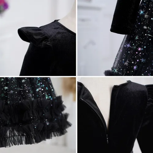Miniatura 131 de IDOPIP Vestido tutú de terciopelo para niñas pequeñas, vestido de manga larga para princesa, Navidad, cumpleaños, fiesta, boda, vestidos de otoño e