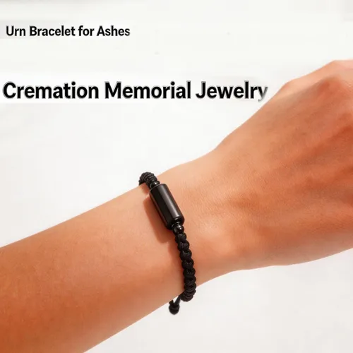 Miniatura 4 de Hearbeingt Pulsera de urna de cremación para cenizas de cuerda ajustable, pulsera cilíndrica para cenizas para hombres y mujeres, pulsera