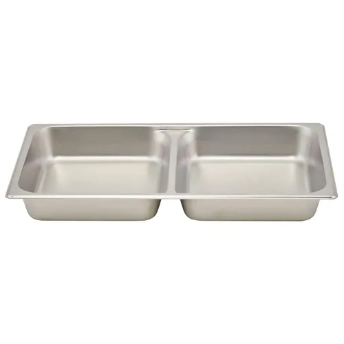 Tiger Chef Bandeja dividida de acero inoxidable de tamaño completo de 18 x 26 pulgadas, 2-1/2 pulgadas de profundidad, calibre 24, acero inoxidable,