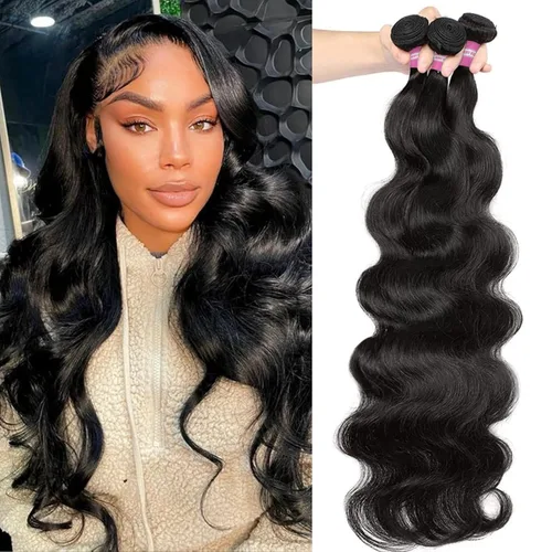 Miniatura 42 de DMKEEP Extensiones de cabello humano ondulado con cierre, 12, 14, 16+10 pulgadas, 100% cabello virgen brasileño sin procesar, 3 paquetes con cierre