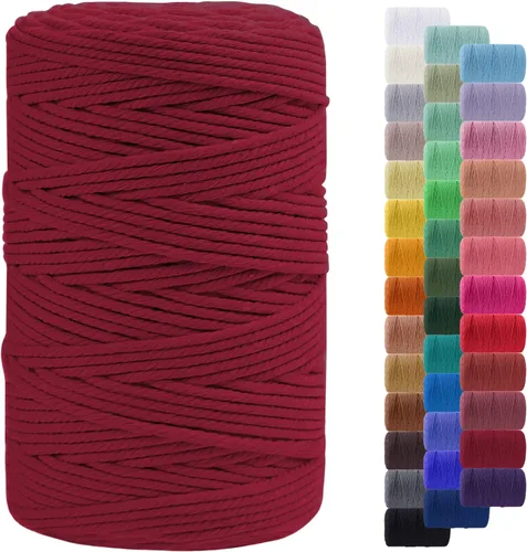 Miniatura 57 de Cuerda de macramé de 0.079 in para 219 yardas, cuerda de algodón natural para manualidades, hilo de cuerda de macramé de colores para colgar