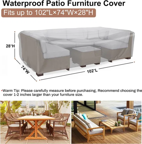 Miniatura 2 de Mrrihand Funda para Juego de Muebles de Patio Impermeable, Funda para Juego de Sofá Seccional de Exterior de Servicio Pesado 600D Funda para Juego