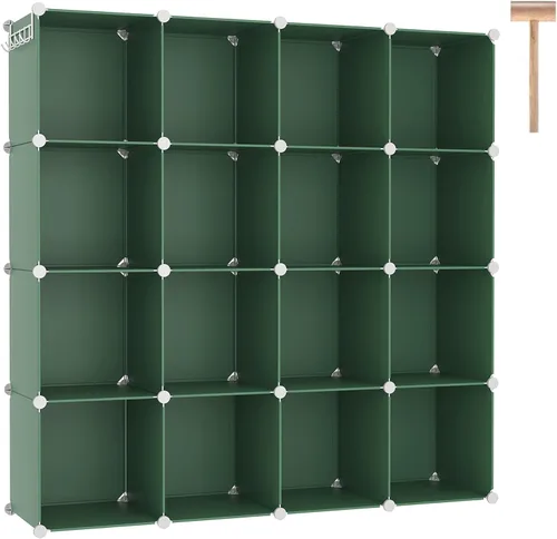 Miniatura 16 de C&AHOME Organizador de almacenamiento de cubos, estantes de 16 cubos, cubos de almacenamiento de plástico, organizador de armario de bricolaje