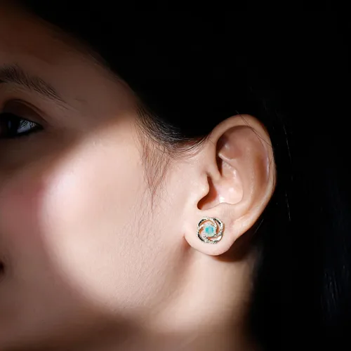 Miniatura 3 de Aretes de ópalo etíope certificados con diamantes 1.25 Cttw Calidad AAA
