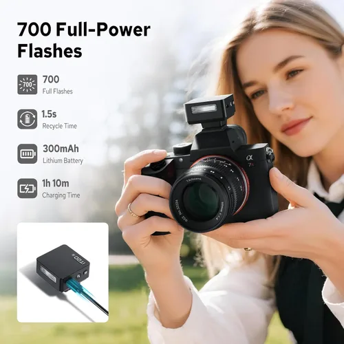 Miniatura 6 de Godox iT20 iT20-S Flash para Sony, Mini TTL Flash con Pantalla Intuitiva, Reciclaje de 1.5s, 700 Destellos de Potencia Completa, Carga USB-C