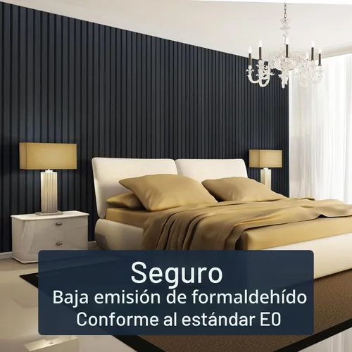 Miniatura 5 de NeatiEase Paneles de pared de listones de madera, 4 piezas, 96 x 12.6 pulgadas, insonorizados y con cancelación de ruido, paneles de pared acústicos