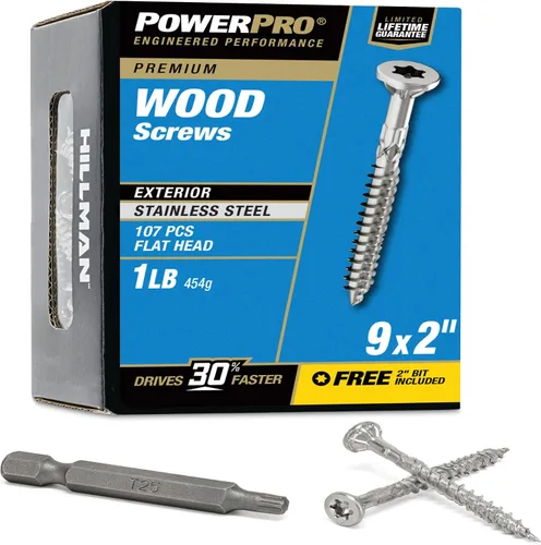 Miniatura 22 de Power Pro Tornillos de madera para exteriores de alta calidad, tornillos de cubierta multiusos #10 x 5 pulgadas para proyectos al aire libre, broca