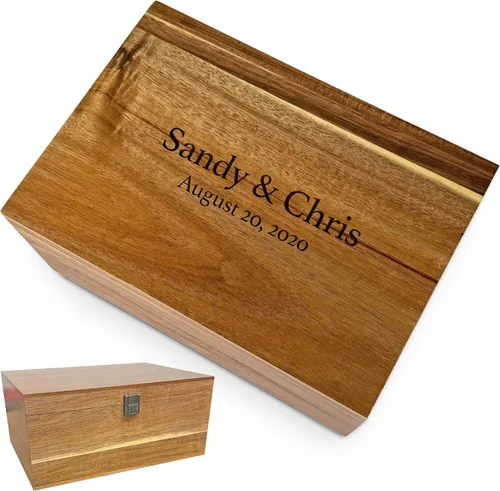 Miniatura 79 de Caja de madera grabada personalizada grande – Caja de recuerdo de madera de acacia con mensaje oculto personalizado, cajas de memoria de nogal