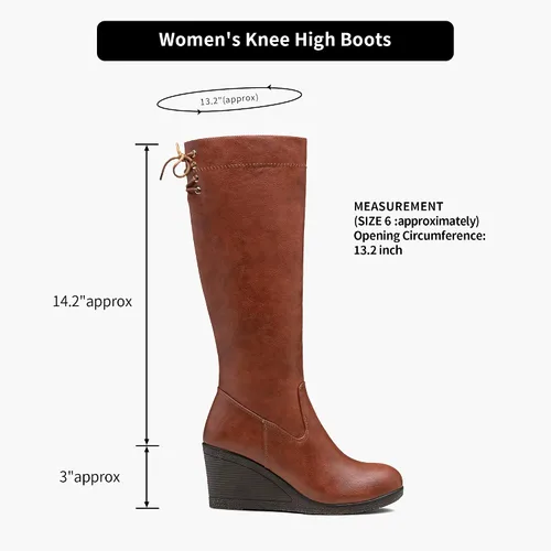 Miniatura 5 de Vepose Botas altas hasta la rodilla 9651 para mujer, de moda, con tacón de cuña, botas de pantorrilla para mujer