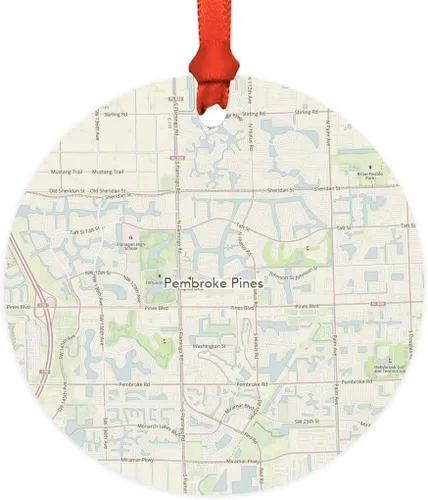 Miniatura 55 de Andaz Press Mapa de la ciudad de Estados Unidos redondo de madera natural MDF ornamento de Navidad, Akron, Ohio Vintage Mapa, 1 paquete, larga