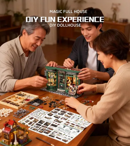 Miniatura 5 de Roroom Kit de casa en miniatura, kit mágico de rincón de libro con luz LED, rompecabezas de madera 3D, kit de casa de muñecas en miniatura para Casa