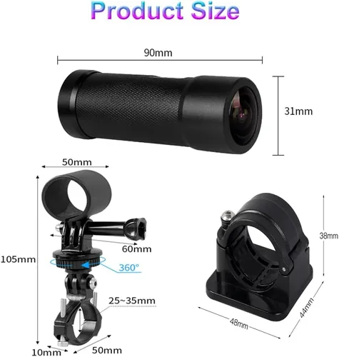 Miniatura 9 de VSYSTO Cámara de bicicleta, WiFi 2K con pantalla de temperatura, luz trasera, visión nocturna gran angular de 170°, lente SONYIMX335, impermeable
