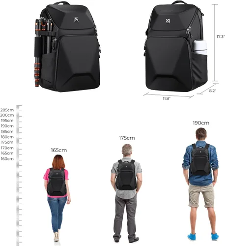 Miniatura 7 de K&F CONCEPT Mochila para cámara, carcasa rígida de 20 L, bolsa para cámara de fotografía, funda rígida con soporte para trípode y compartimento