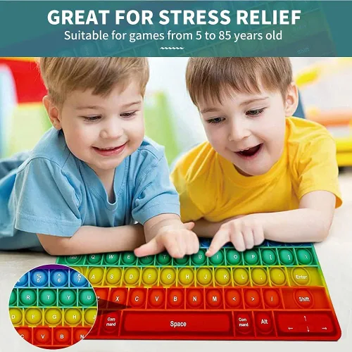 Miniatura 3 de Juguete para apretar, juguetes sensoriales para la ansiedad, burbujas para apretar, forma de teclado color caramelo, juguete de silicona