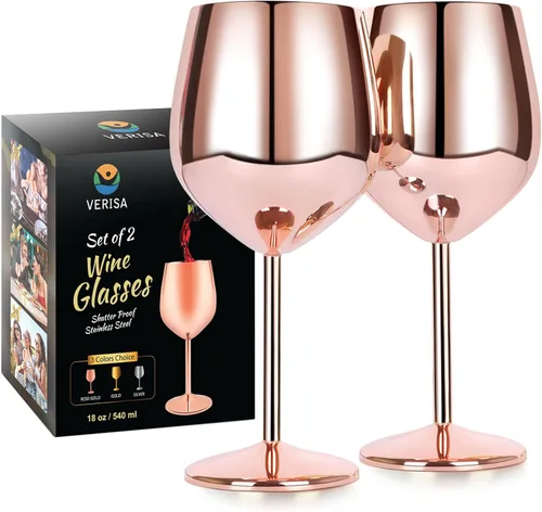 Miniatura 8 de VERISA Copas de vino negro de acero inoxidable, 18 oz irrompible rojo elegante copas de vino copa de metal tallo largo copa negra fiesta al aire