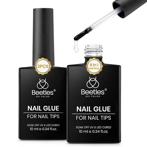 Miniatura 19 de Beetles - Kit de uñas de gel FlatX, almendra corta, 320 puntas de uñas de 16 tamaños, con pegamento sólido de uñas de 0.5 onzas, removedor