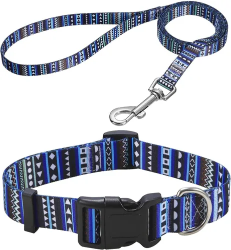 Miniatura 43 de Mihqy - Collar de perro, patrones geométricos florales, tribales, bohemios, collar de estilo étnico, suave y ajustable, para perros pequeños, Pink