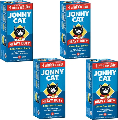 JONNY CAT Revestimientos para caja de arena, forros de cordón resistentes, paquete de 4 cajas, 5 forros por caja, 3 pies x 18 pulgadas, resistentes