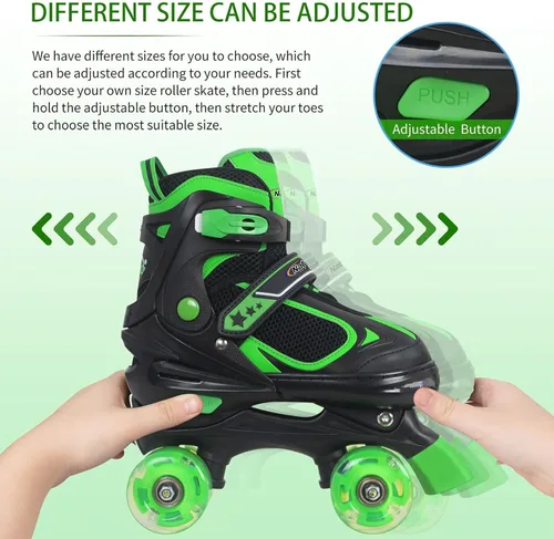 Miniatura 4 de Nattork Patines de ruedas para niños y niñas, patines cuádruples ajustables de 4 tamaños con todas las ruedas iluminadas - regalo de cumpleaños