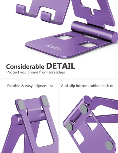 Miniatura 4 de Aoviho Soporte de teléfono celular para escritorio, soporte ajustable para teléfono de escritorio, base plegable para teléfono móvil para iPhone 17